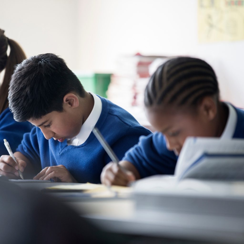 Children in school working