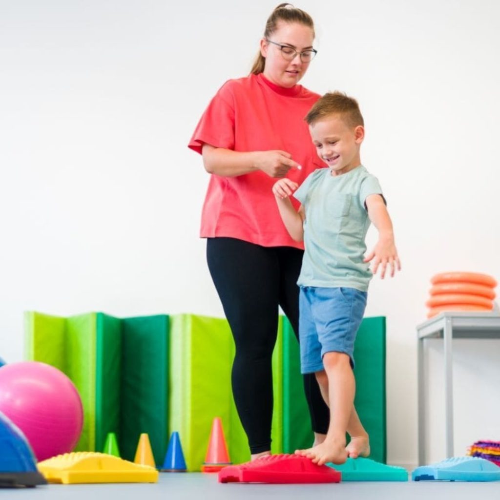 Child practising balance